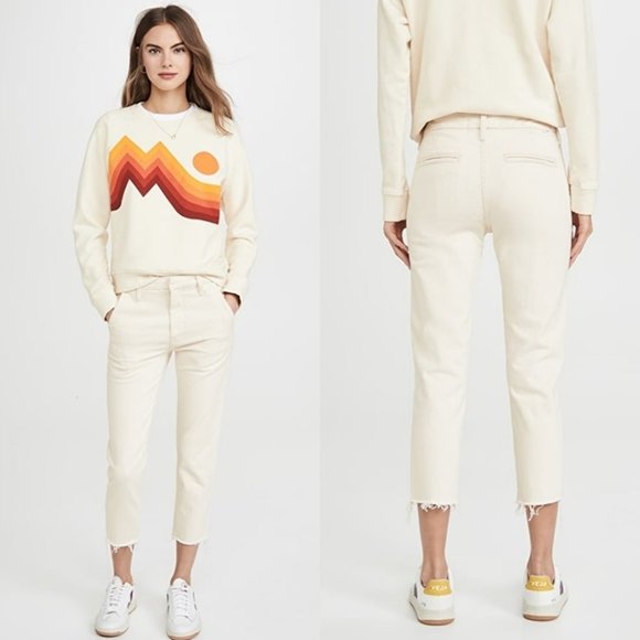 NWT MOTHER The Shaker Prep Fray Crop Jeans Size 31 MOTHR21072 Act Natural Cream - Picture 1 of 13